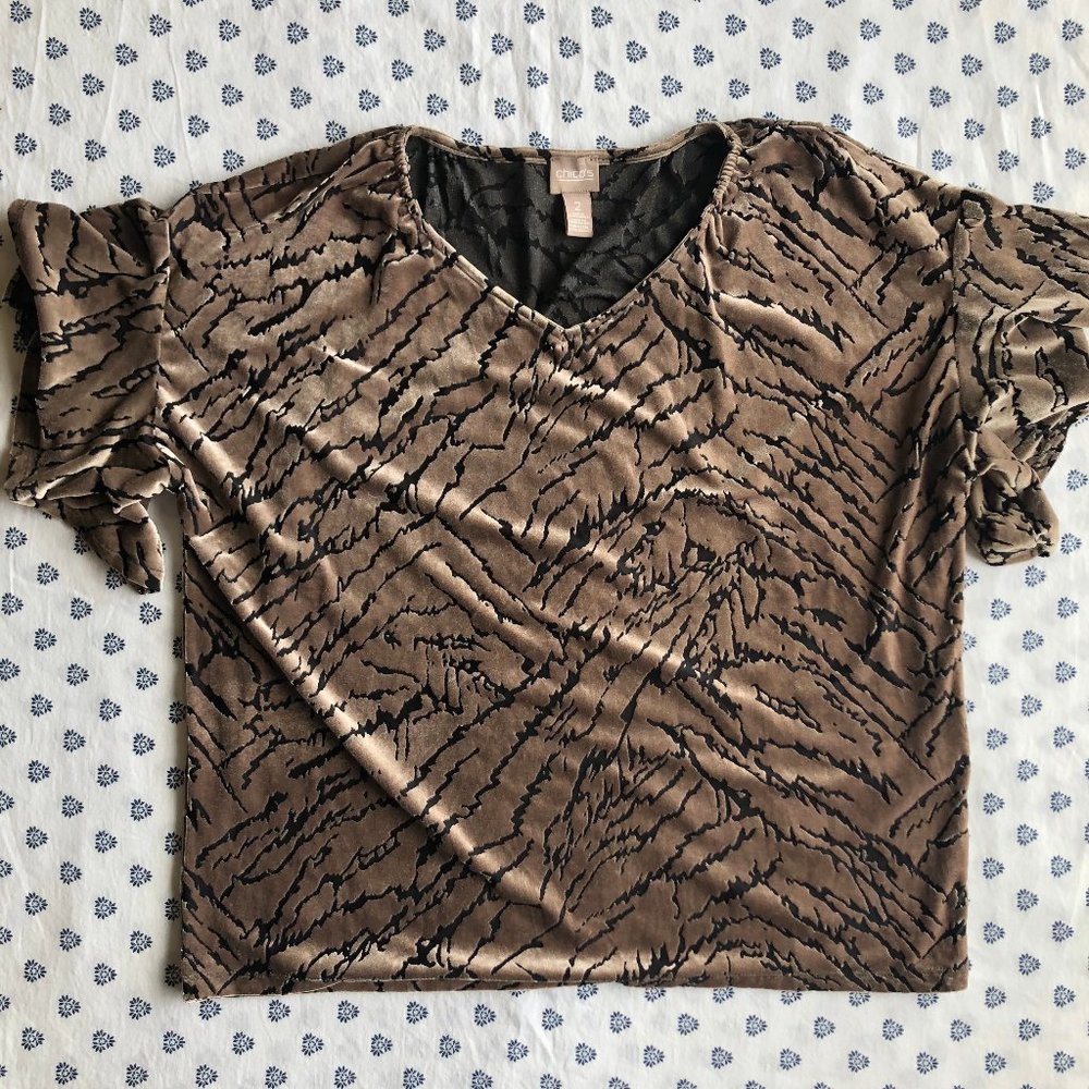 Chicos Velvet Tiger Print Top
